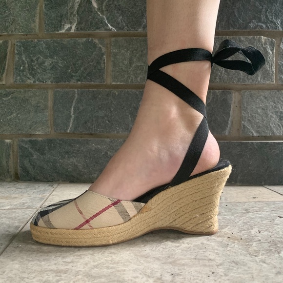 Burberry Nova Check Canvas Wedge Espadrilles - Picture 8 of 8